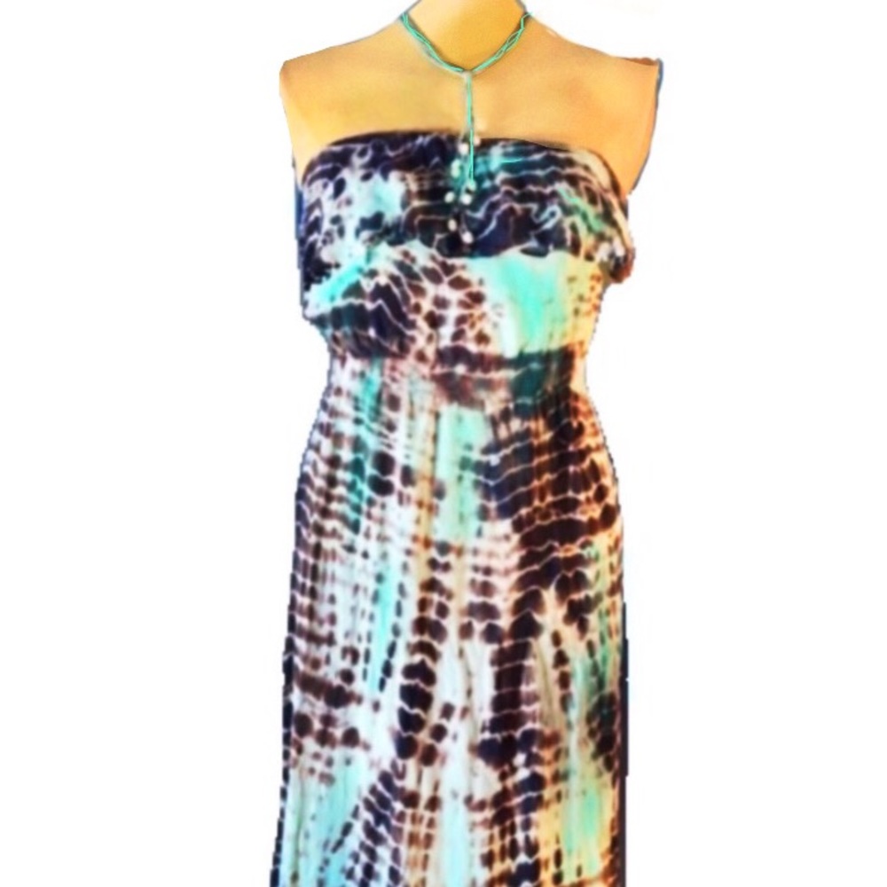 Gypsy Of Hollywood Strapless Silk Maxi Dress Sz M